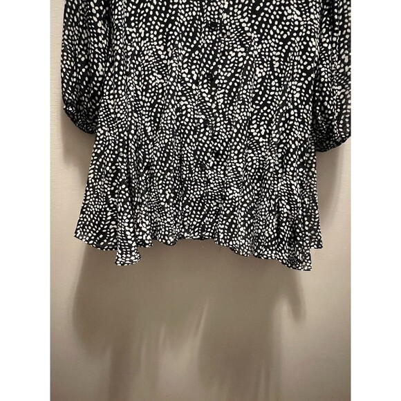 Zara Dress Black White Polka Dot Chiffon Long Sleeve Mini Button Up Size S New - Picture 7 of 11